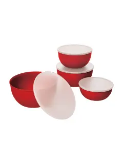 SET BOWL PLASTICO ROJO C/TAPA 4PZ KITCHEN AID