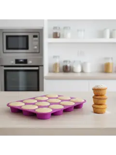 MOLDE DE SILICONA PARA CUPCAKE 12UND MORADO PRESS