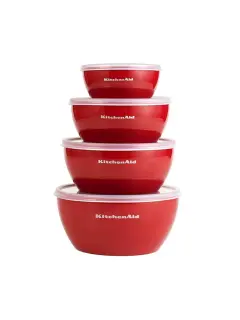 SET BOWL PLASTICO ROJO C/TAPA 4PZ KITCHEN AID